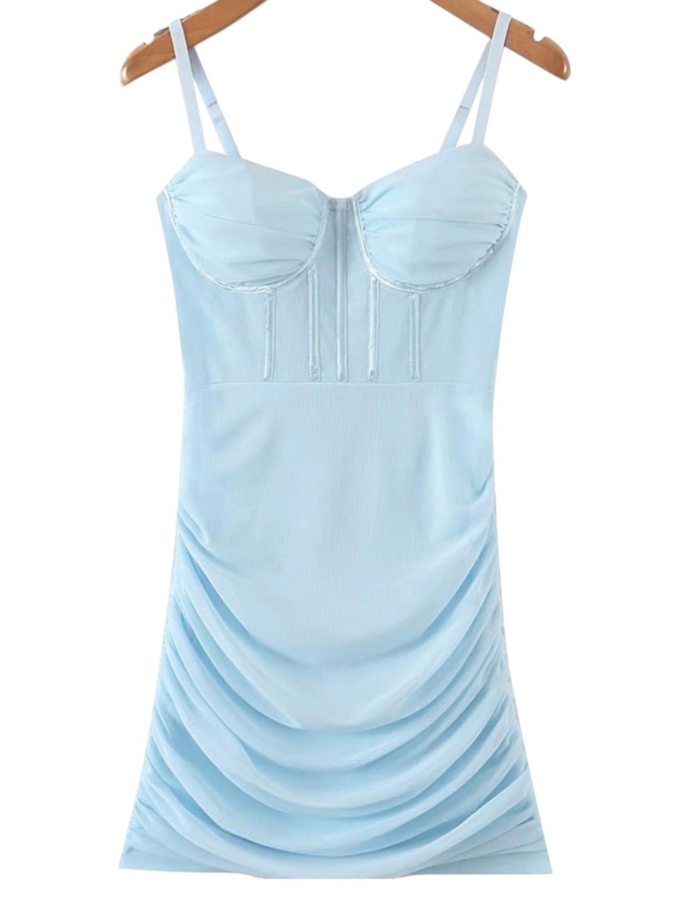 Boutique Baby Blue Corset Ruched Mini Dress NWT | Size S